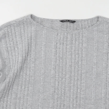 SheIn Womens Grey Round Neck Polyester Pullover Jumper Size S
