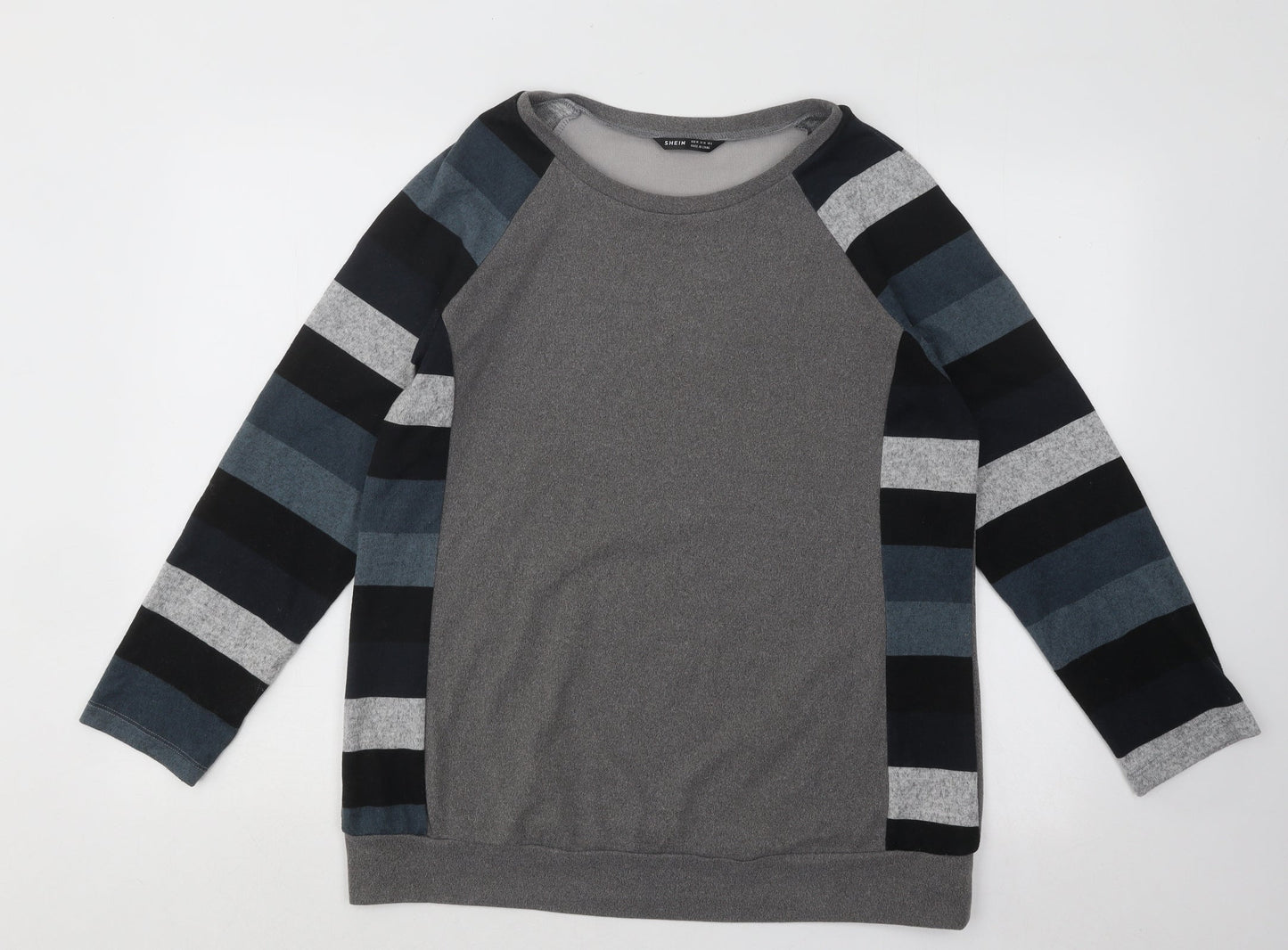 SheIn Womens Multicoloured Round Neck Striped Polyester Pullover Jumper Size M