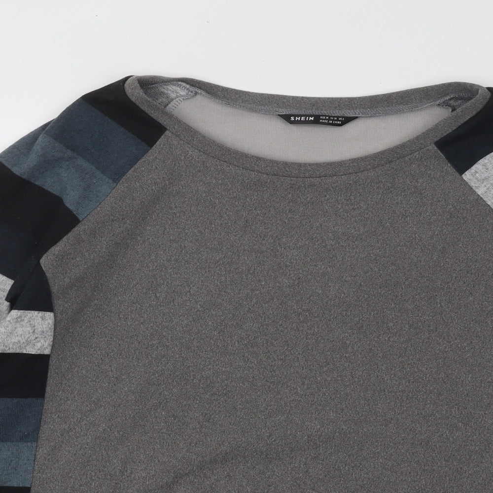 SheIn Womens Multicoloured Round Neck Striped Polyester Pullover Jumper Size M