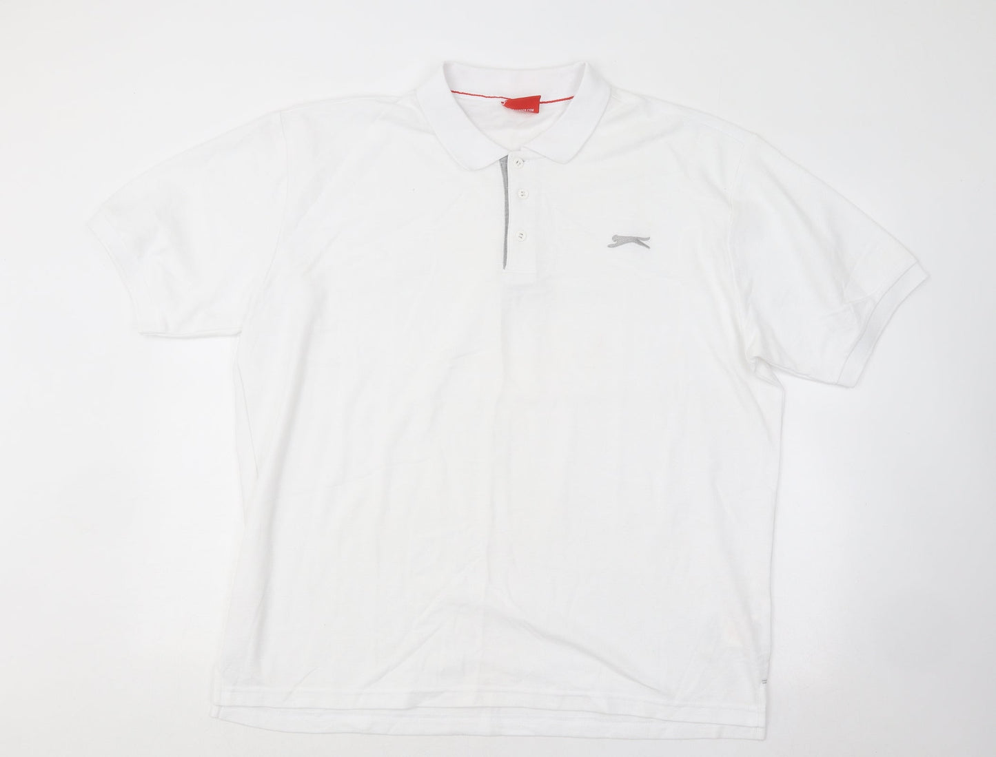 Slazenger Mens White Cotton Polo Size 2XL Collared Button