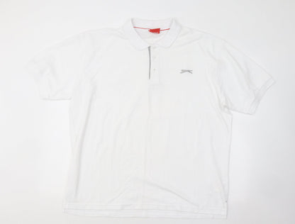 Slazenger Mens White Cotton Polo Size 2XL Collared Button