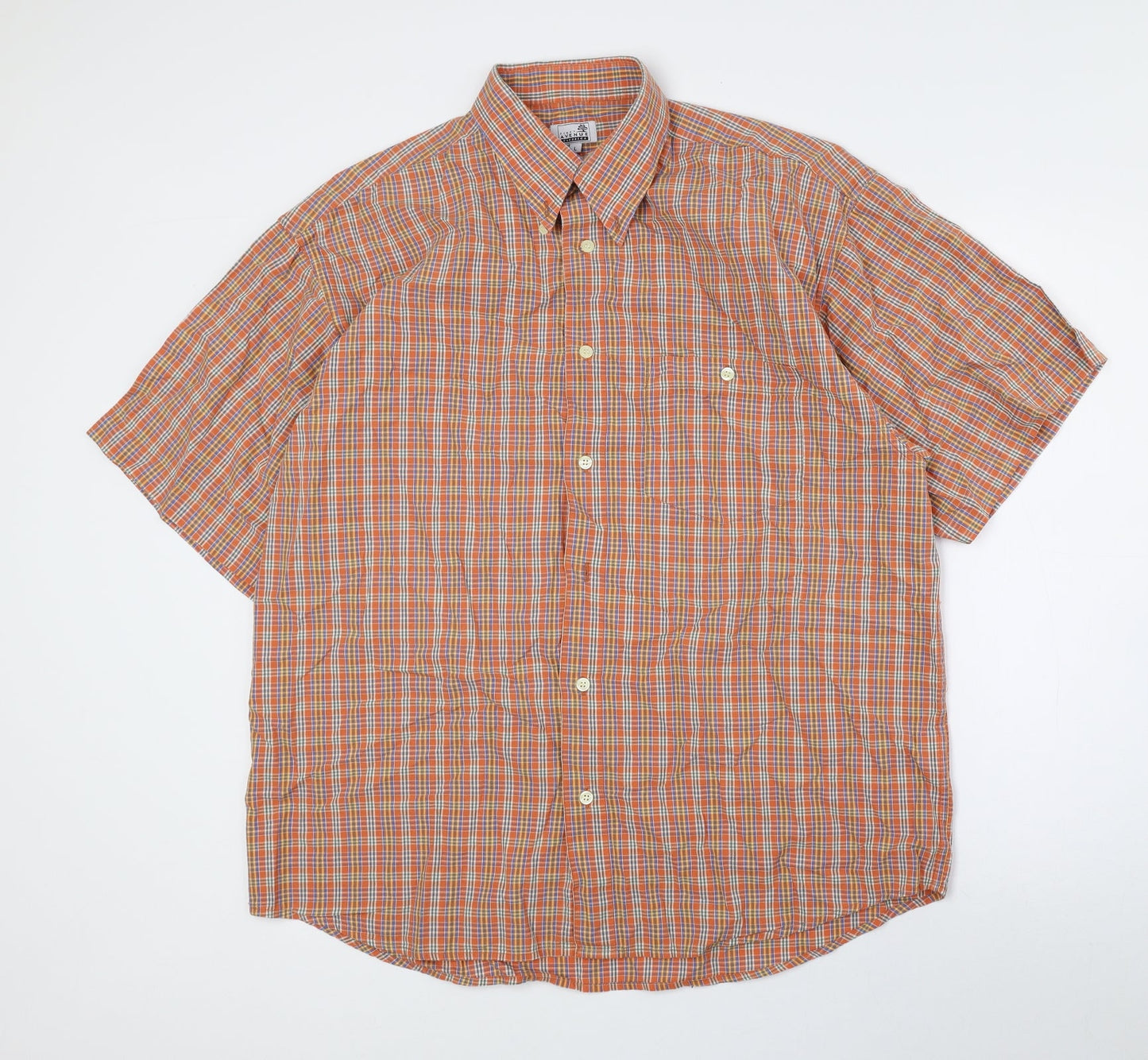 Mens UK Size L First Avenue Classics Multicoloured  Button-Up Short Sleeve Casua