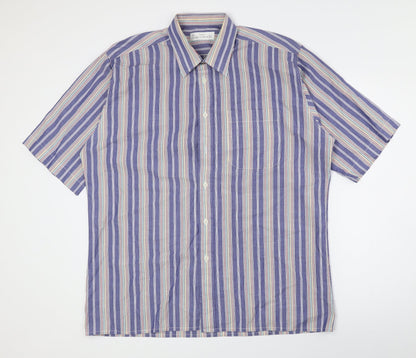 Mens UK Size 41 Marks and Spencer Multicoloured  Button-Up Short Sleeve Casual S