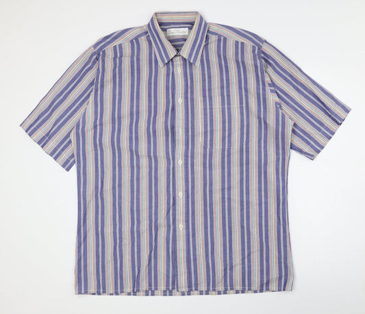 Mens UK Size 41 Marks and Spencer Multicoloured  Button-Up Short Sleeve Casual S