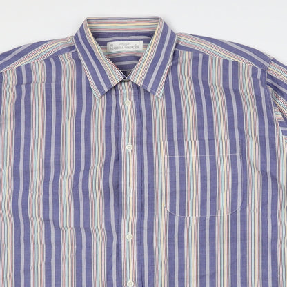 Mens UK Size 41 Marks and Spencer Multicoloured  Button-Up Short Sleeve Casual S