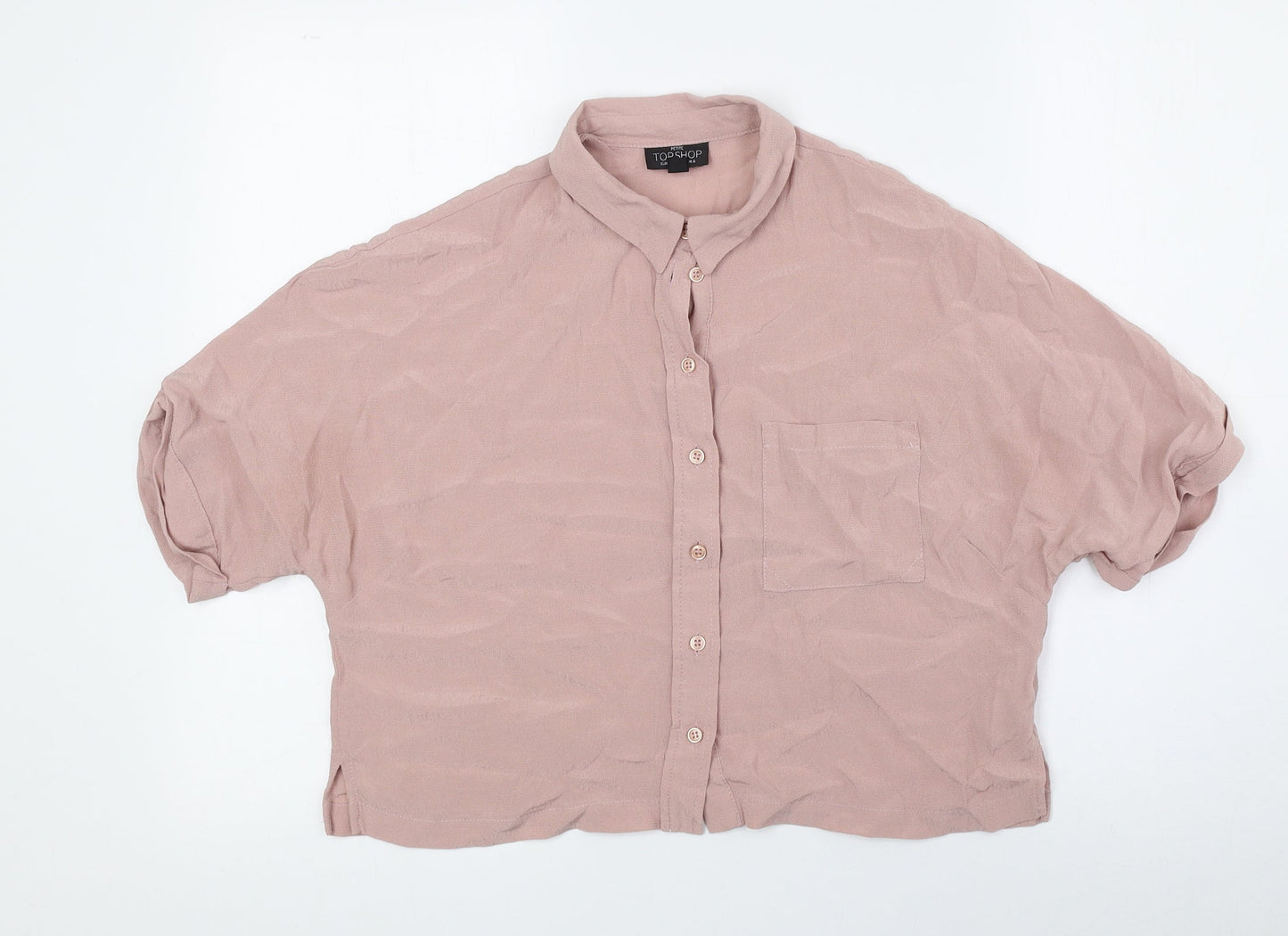 Womens UK Size 6 Topshop Pink Cropped Button-Up