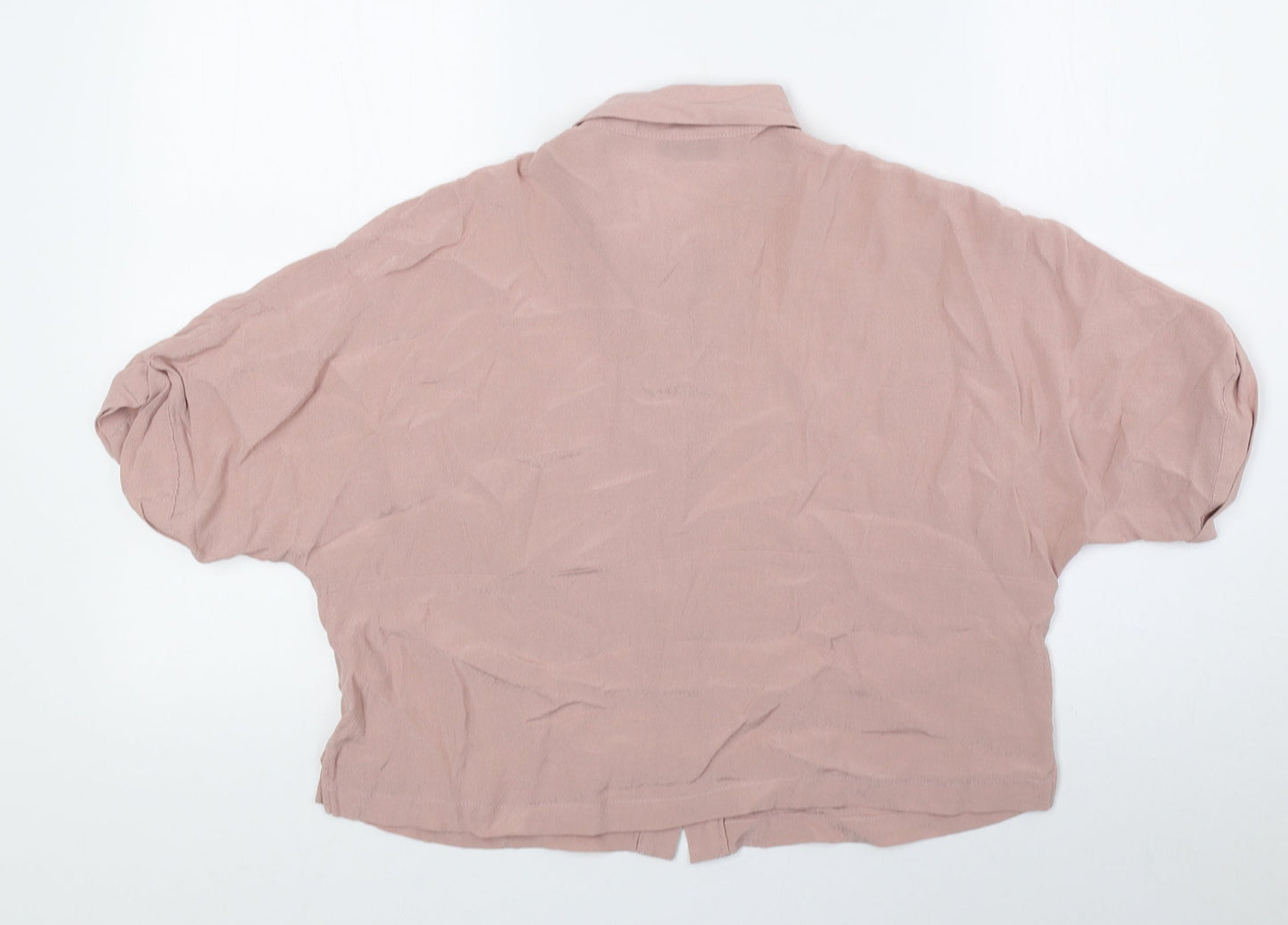 Womens UK Size 6 Topshop Pink Cropped Button-Up