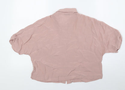 Womens UK Size 6 Topshop Pink Cropped Button-Up