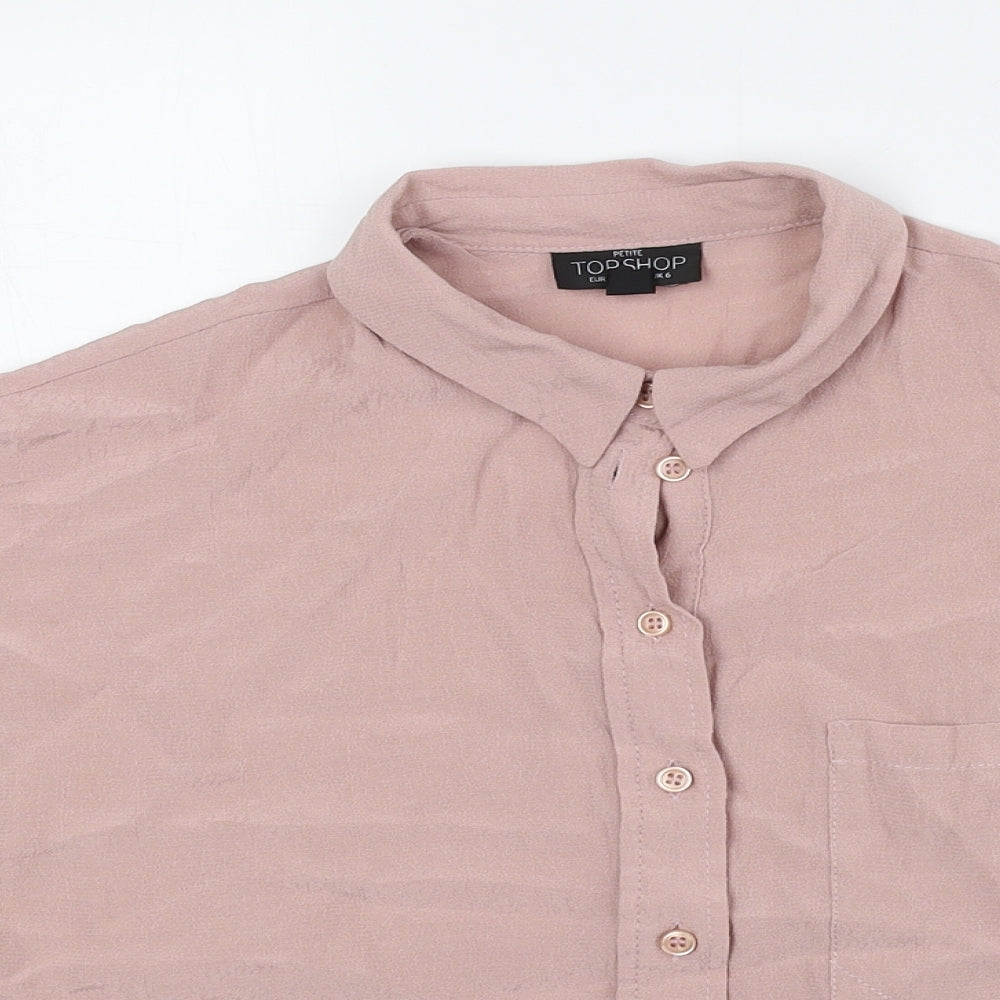 Womens UK Size 6 Topshop Pink Cropped Button-Up