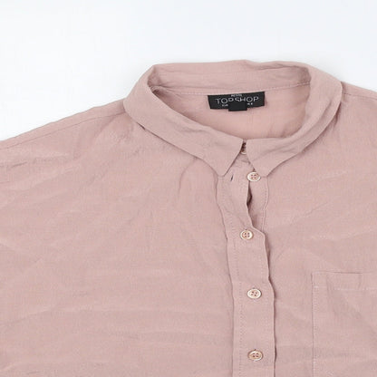 Womens UK Size 6 Topshop Pink Cropped Button-Up