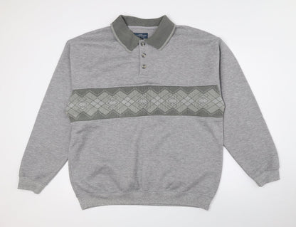 CLUB HOUSE Mens Multicoloured Geometric Polyester Pullover Sweatshirt Size XL