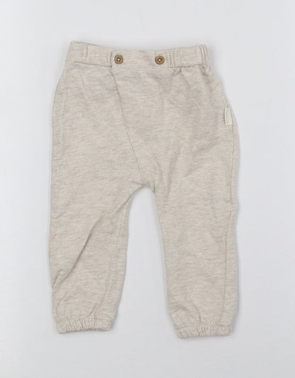 Rabbit + Bear Baby Beige 100% Cotton Jogger Trousers Size 3-6 Months