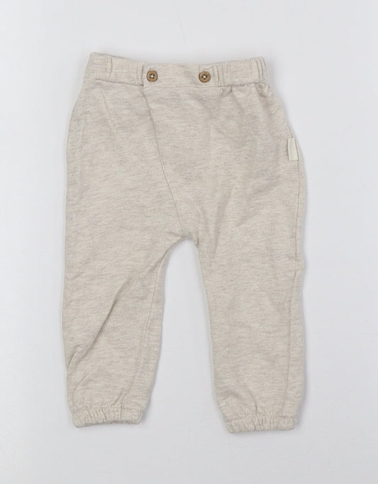 Rabbit + Bear Baby Beige 100% Cotton Jogger Trousers Size 3-6 Months