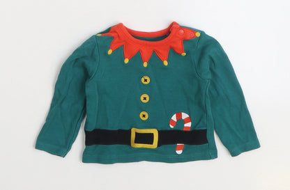 TU Baby Green 100% Cotton Basic T-Shirt Size 3-6 Months Round Neck Snap - Elf Christmas