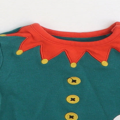 TU Baby Green 100% Cotton Basic T-Shirt Size 3-6 Months Round Neck Snap - Elf Christmas
