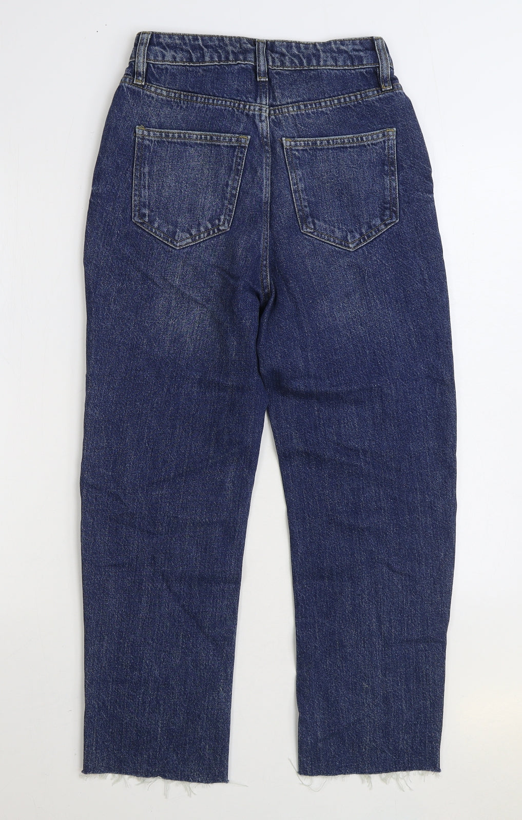 F&F Womens Blue Cotton Straight Jeans Size 6 L25 in Regular Zip - Ankle Grazer
