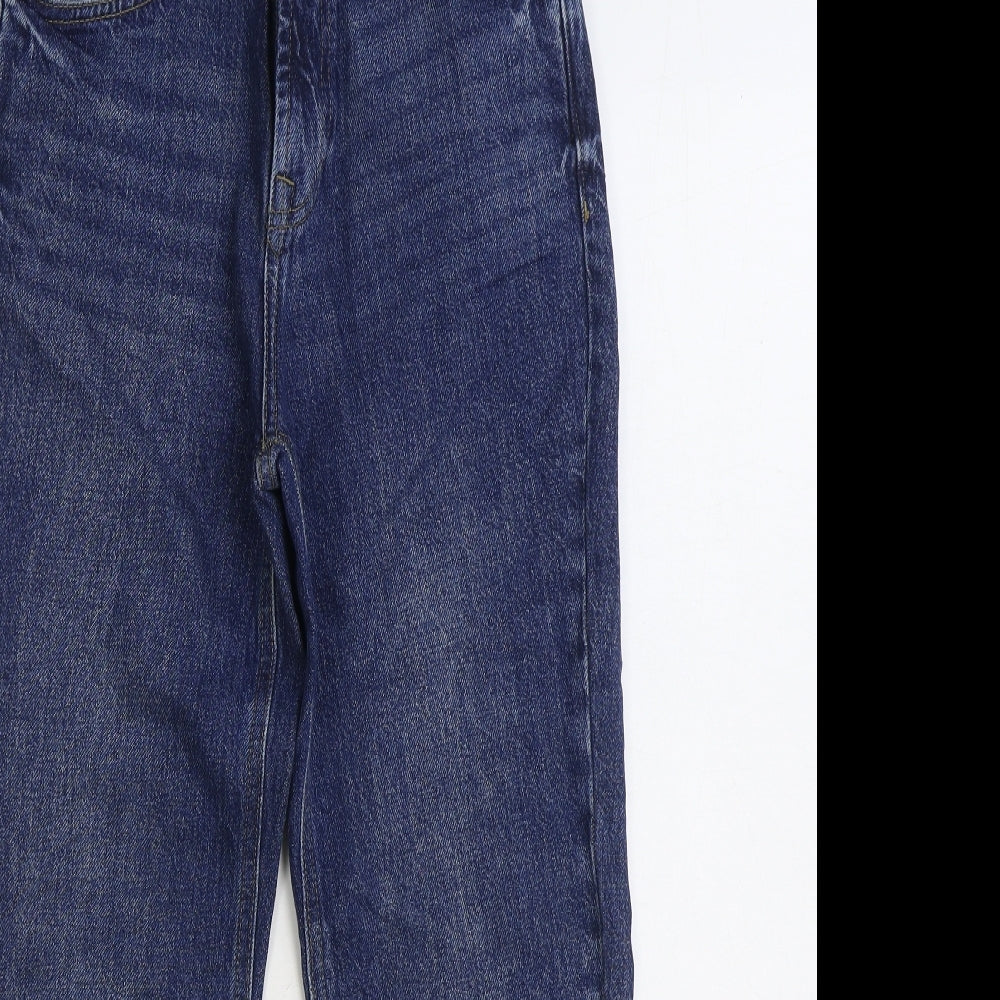 F&F Womens Blue Cotton Straight Jeans Size 6 L25 in Regular Zip - Ankle Grazer