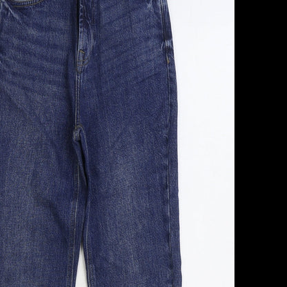F&F Womens Blue Cotton Straight Jeans Size 6 L25 in Regular Zip - Ankle Grazer