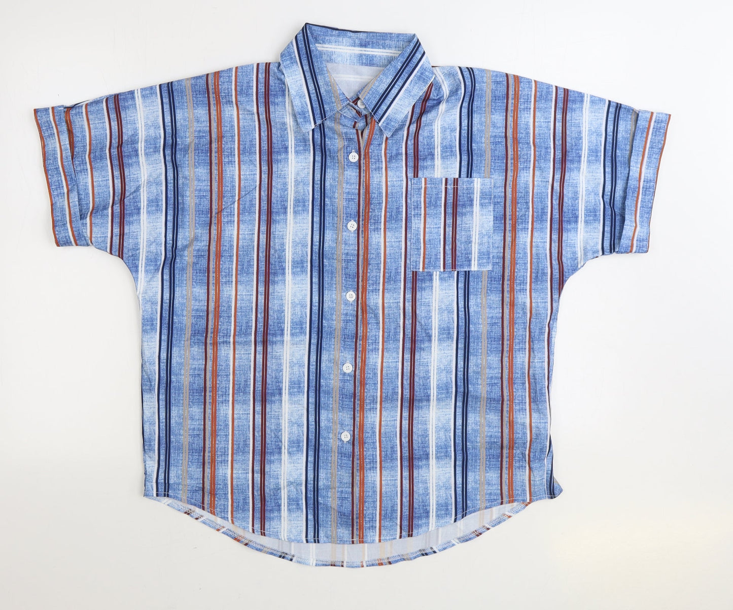 Mens UK Size XL Preworn Multicoloured  Button-Up Short Sleeve Casual Shirt