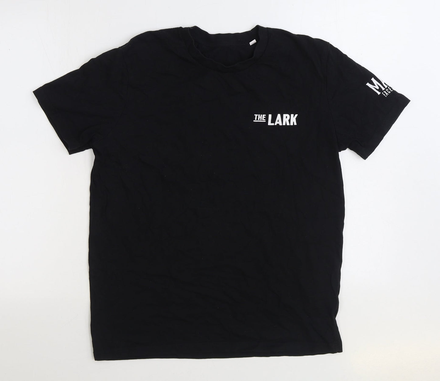 The Lark Mens Black Cotton T-Shirt Size M Round Neck