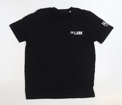 The Lark Mens Black Cotton T-Shirt Size M Round Neck