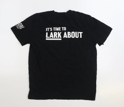 The Lark Mens Black Cotton T-Shirt Size M Round Neck