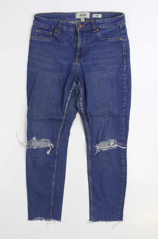 New Look Womens Blue Cotton Skinny Jeans Size 10 L25 in Regular Zip