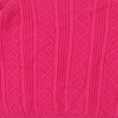 Tru Collection Womens Pink Round Neck 100% Cotton Pullover Jumper Size L