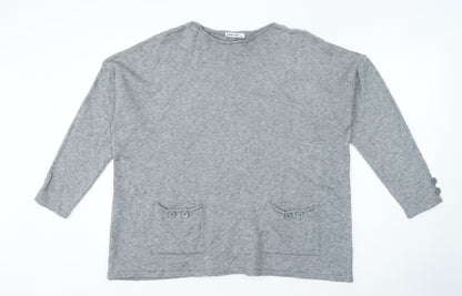 Sweet Lady Womens Grey Round Neck Polyamide Pullover Jumper Size S