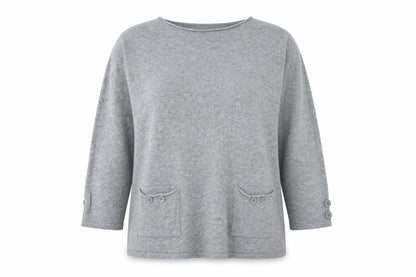 Sweet Lady Womens Grey Round Neck Polyamide Pullover Jumper Size S