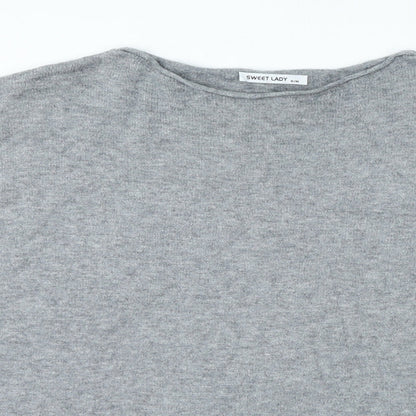 Sweet Lady Womens Grey Round Neck Polyamide Pullover Jumper Size S