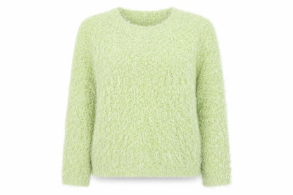 Preppy Womens Green Crew Neck Acrylic Pullover Jumper Size M
