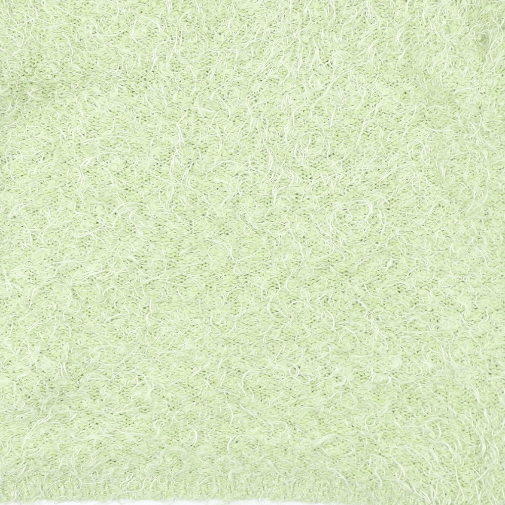 Preppy Womens Green Crew Neck Acrylic Pullover Jumper Size M