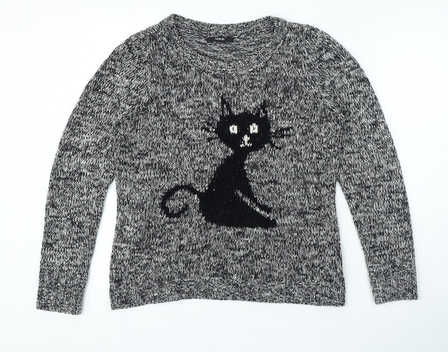 George Womens Black Round Neck Pullover Jumper