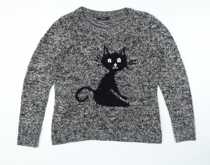 George Womens Black Round Neck Pullover Jumper