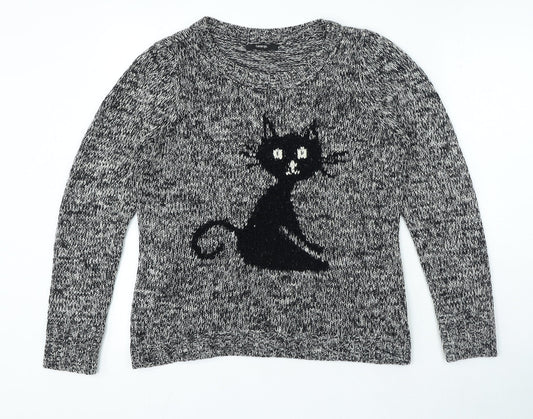 George Womens Black Round Neck Pullover Jumper