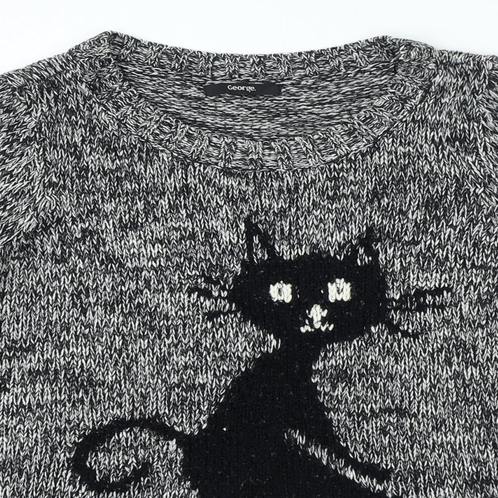 George Womens Black Round Neck Pullover Jumper