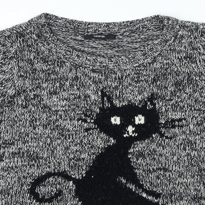 George Womens Black Round Neck Pullover Jumper