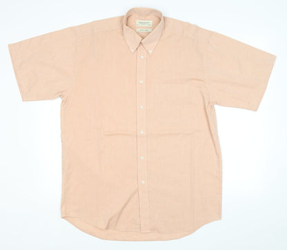 Mens UK Size 15.5 Debenhams Pink  Button-Up Short Sleeve Casual Shirt