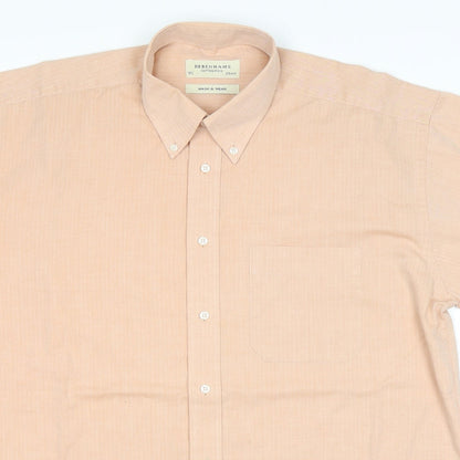 Mens UK Size 15.5 Debenhams Pink  Button-Up Short Sleeve Casual Shirt