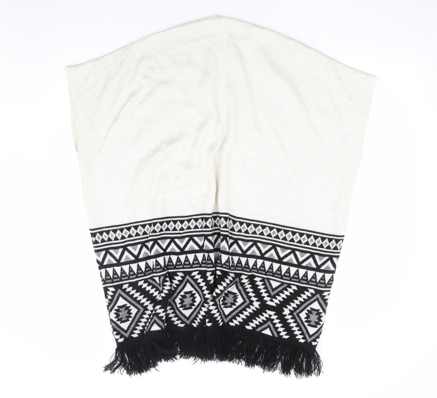 Primark Girls Ivory V-Neck Geometric Acrylic Cape Jumper Size 11-12 Years