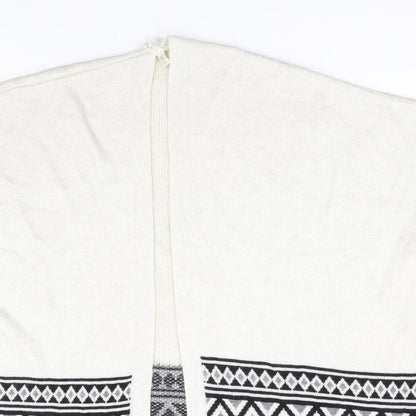 Primark Girls Ivory V-Neck Geometric Acrylic Cape Jumper Size 11-12 Years