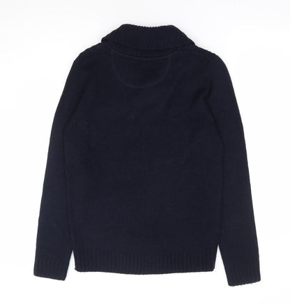 Twisted Soul Mens Blue Collared Acrylic Pullover Jumper Size S