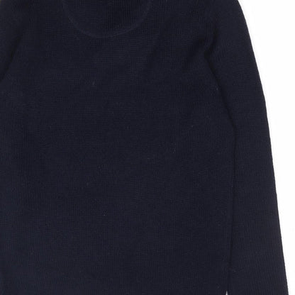 Twisted Soul Mens Blue Collared Acrylic Pullover Jumper Size S