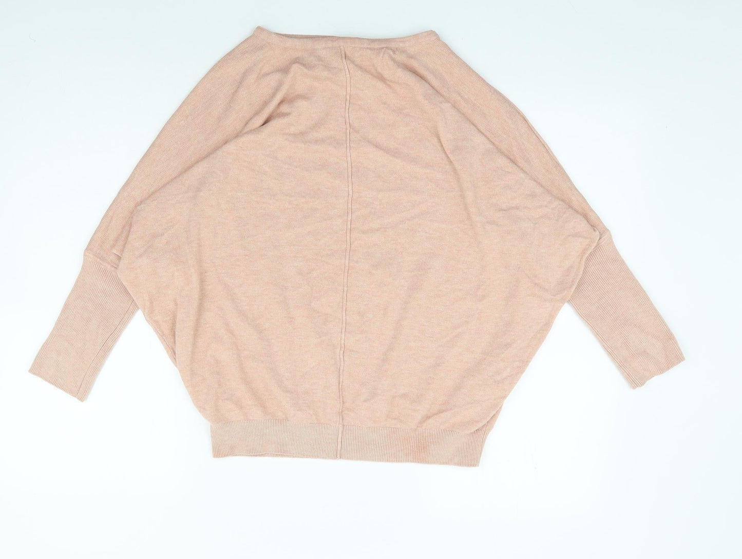 B Young Womens Pink Boat Neck Polyester Pullover Jumper Size L - Drop Shoulder Batwing