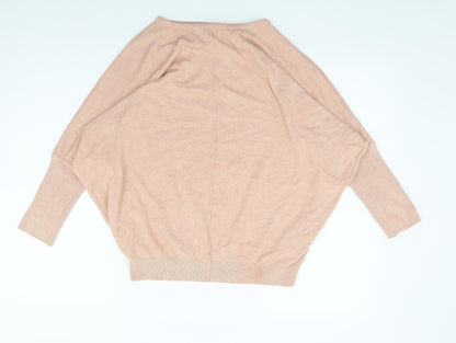 B Young Womens Pink Boat Neck Polyester Pullover Jumper Size L - Drop Shoulder Batwing