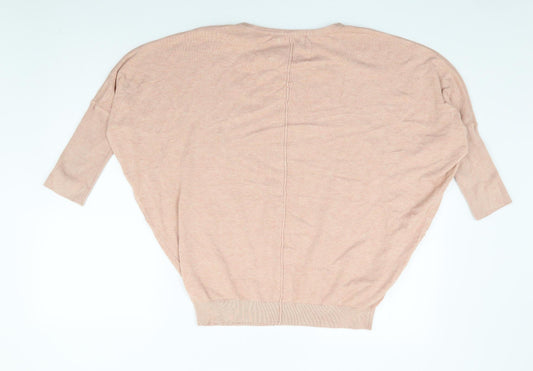 B Young Womens Pink Boat Neck Polyester Pullover Jumper Size L - Drop Shoulder Batwing