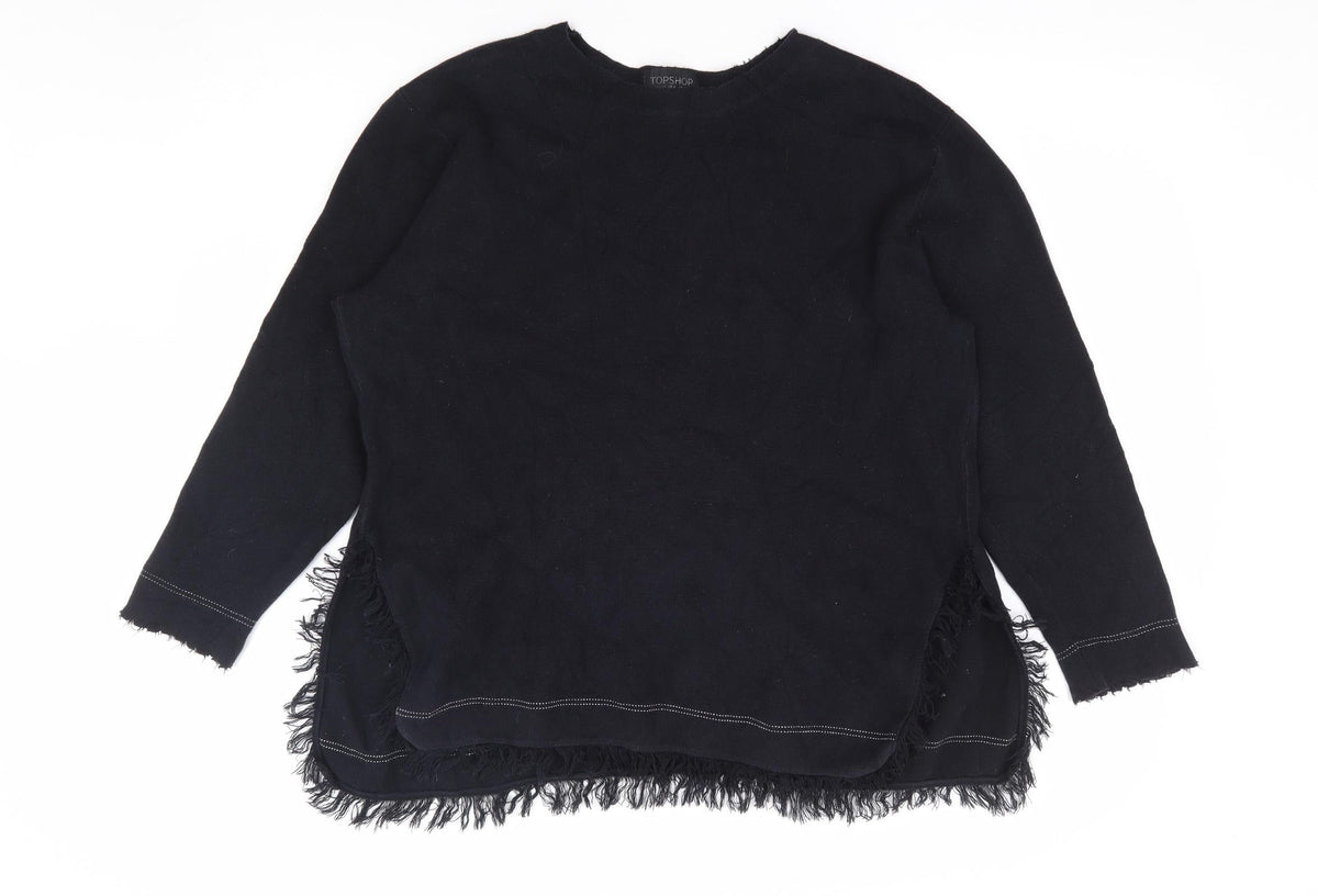 Topshop Womens Black 100% Cotton Pullover Sweatshirt Size 12 Pullover