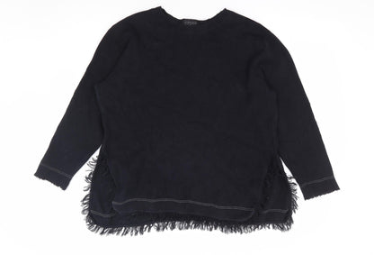 Topshop Womens Black 100% Cotton Pullover Sweatshirt Size 12 Pullover