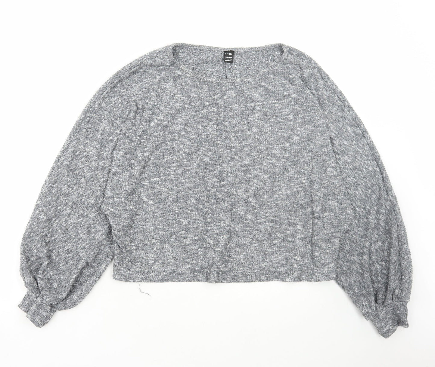 SheIn Womens Grey Scoop Neck Polyester Pullover Jumper Size L